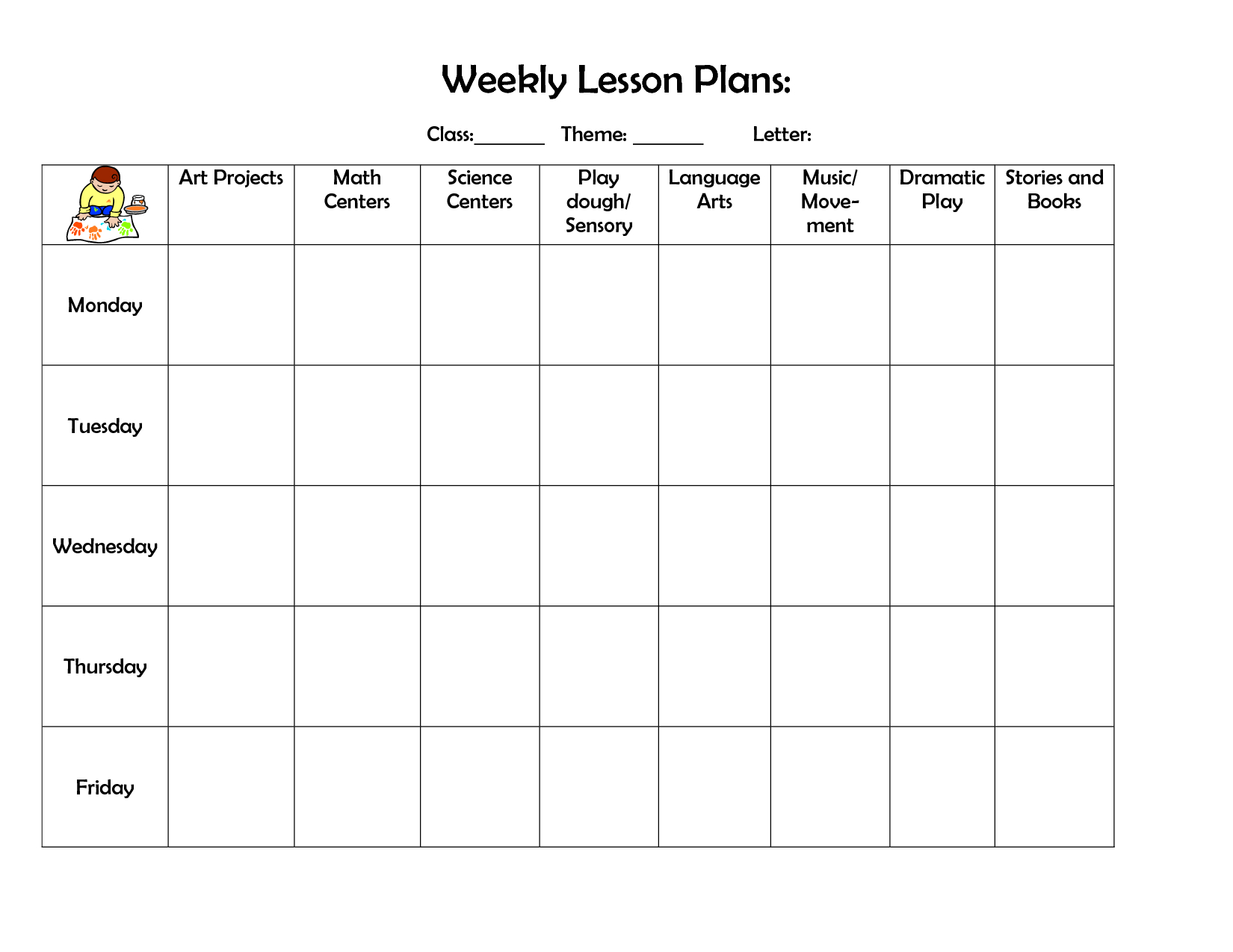 Weekly Lesson Plan Template - Lesson Plans Learning For Blank Preschool Lesson Plan Template