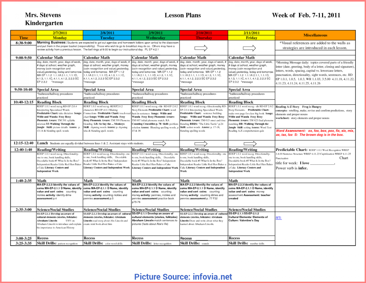 Trending Daily Lesson Plan Template For Kindergarten 25