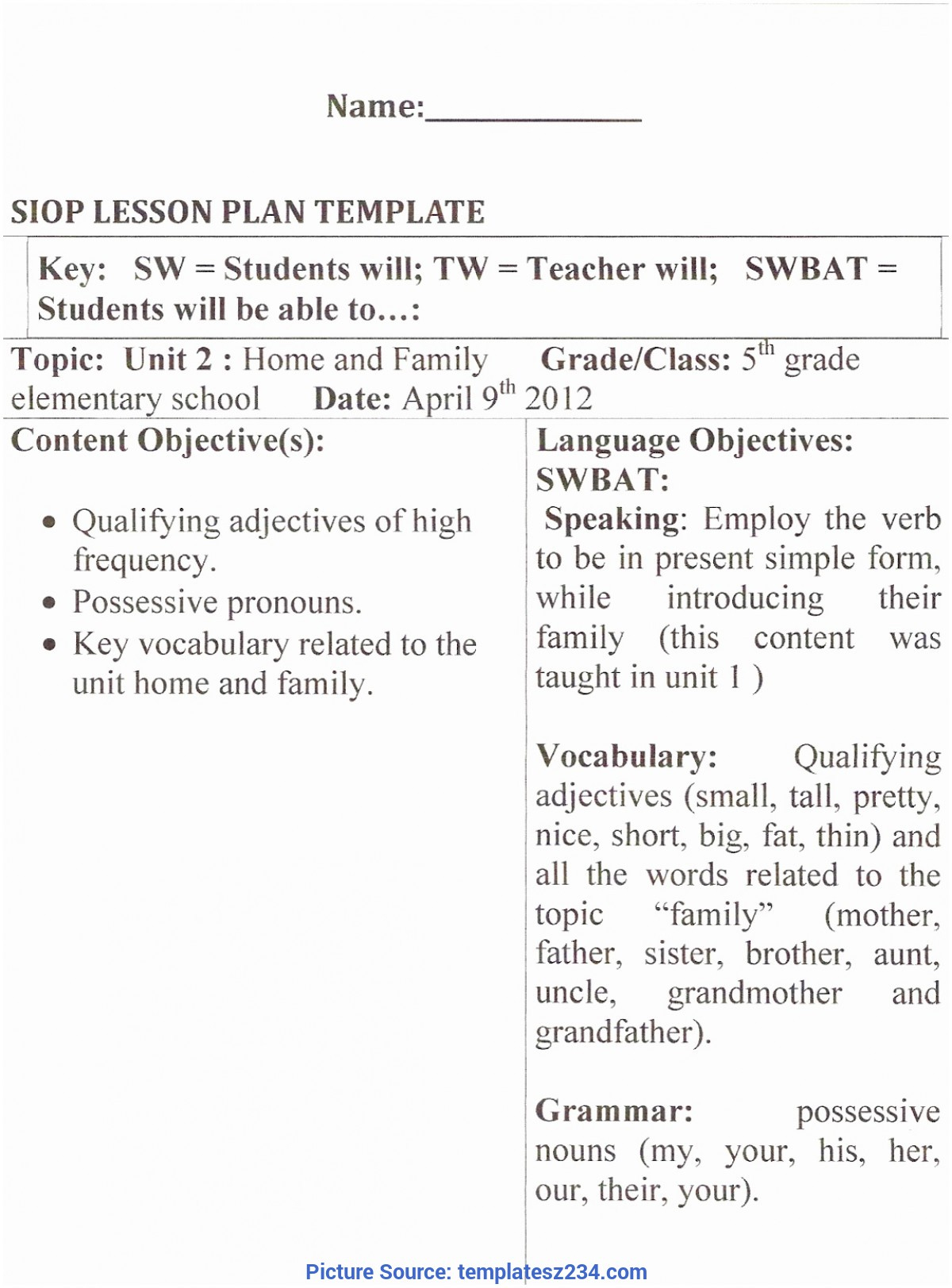 Trending Siop Lesson Plan Examples Kindergarten Siop Lesson