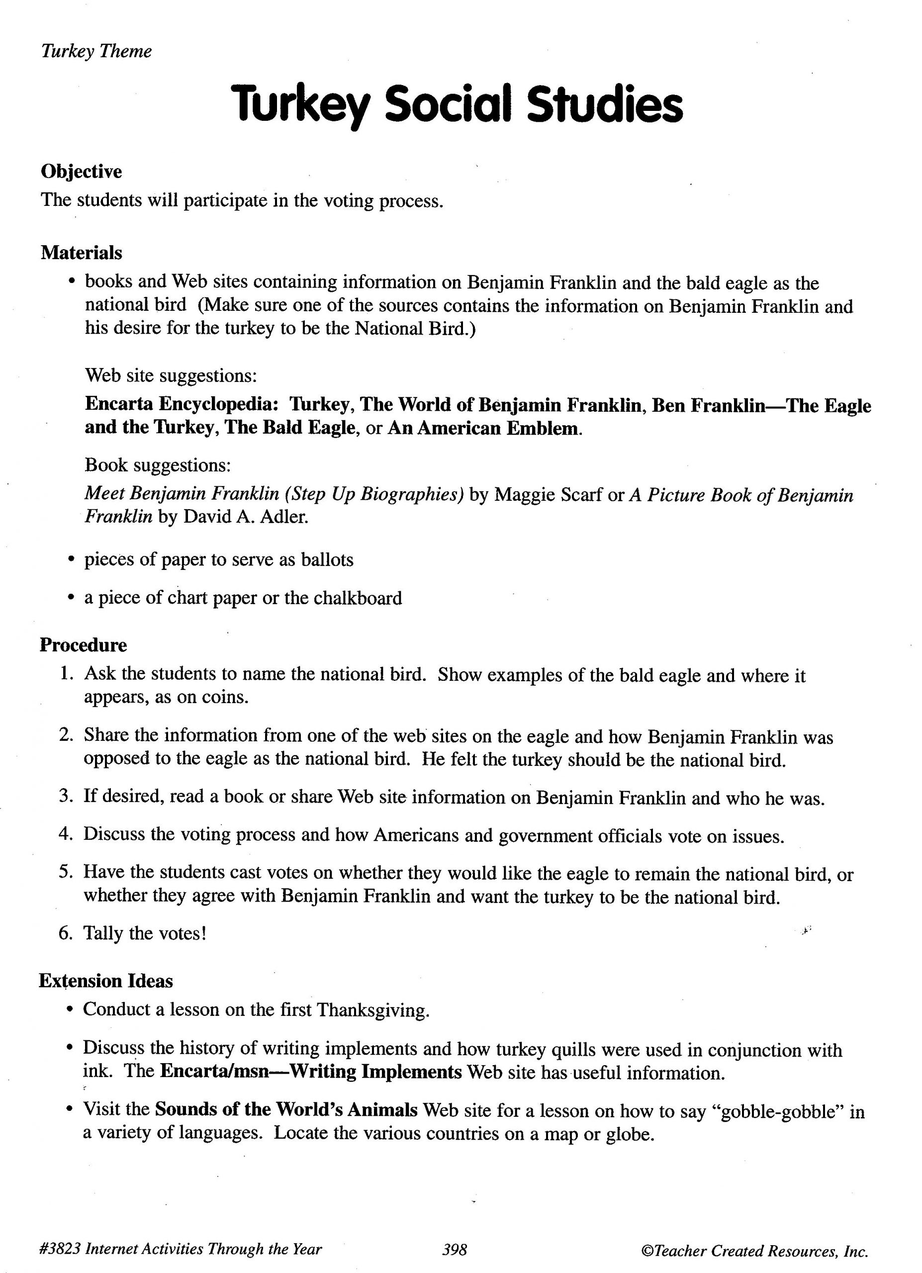 Turkey Social Studies Lesson Plan - Students Learn About
