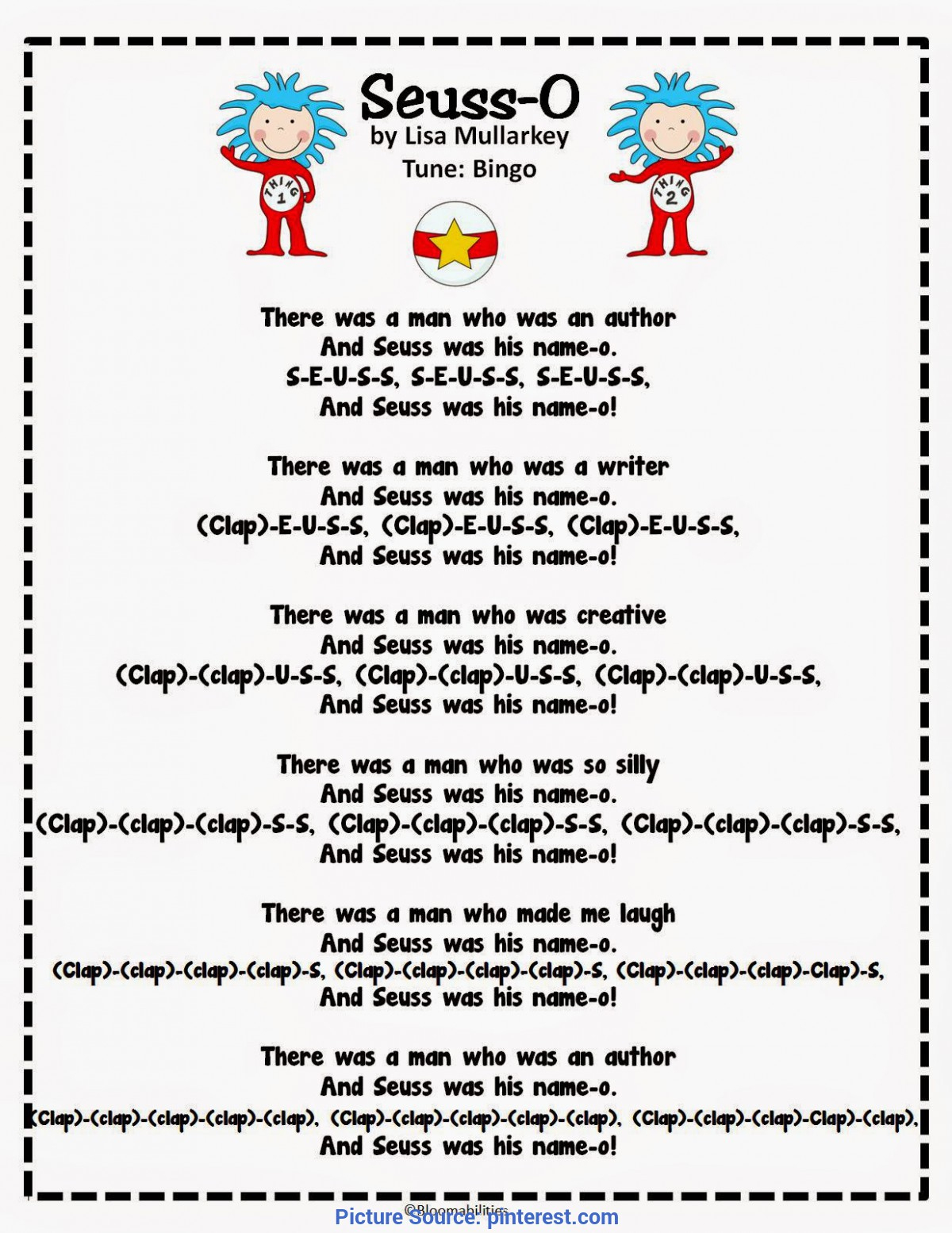 Typical Dr Seuss Lesson Plans Dr. Seuss Song To The Tune Of