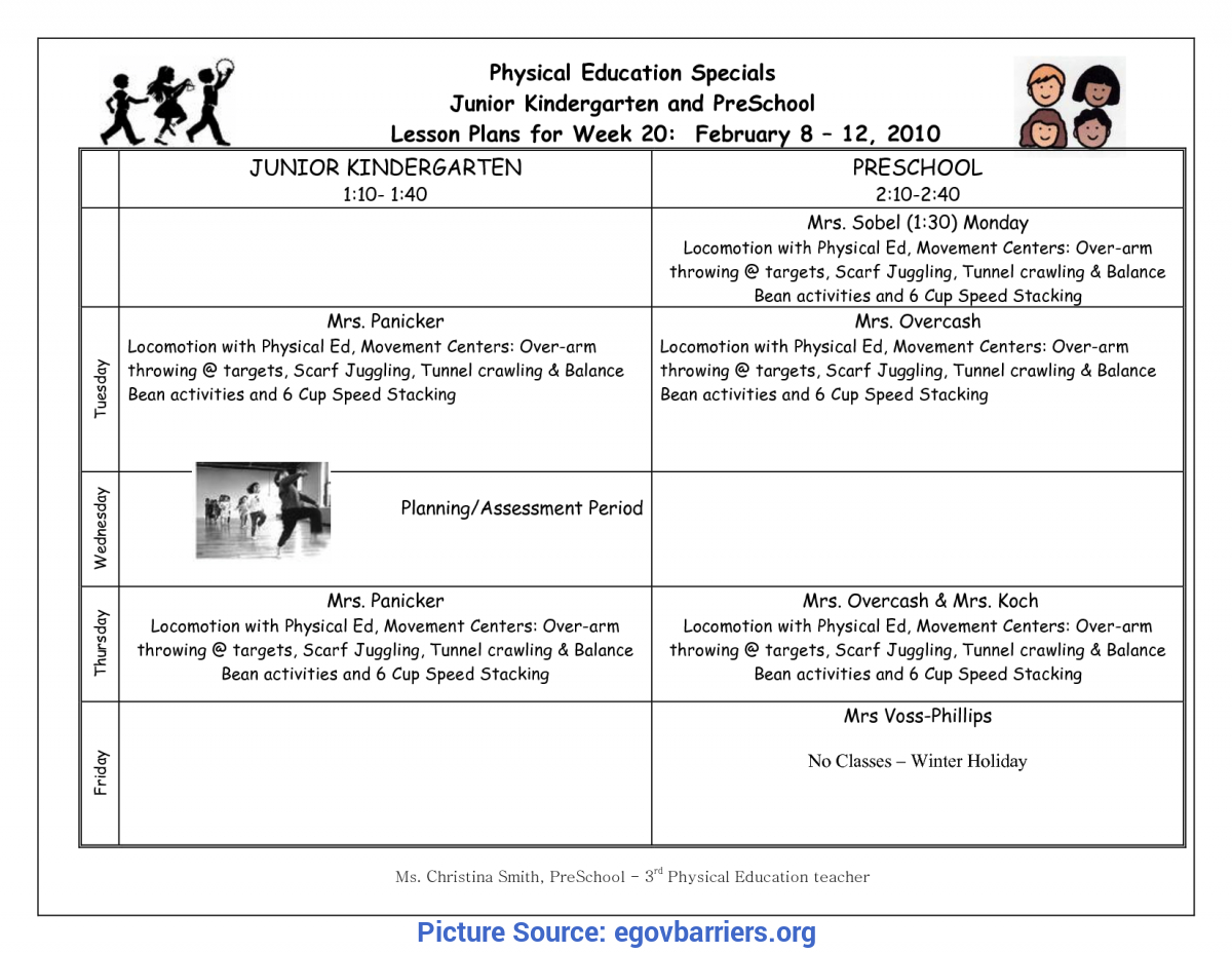 Typical Kindergarten Lesson Plans Physical Education 23