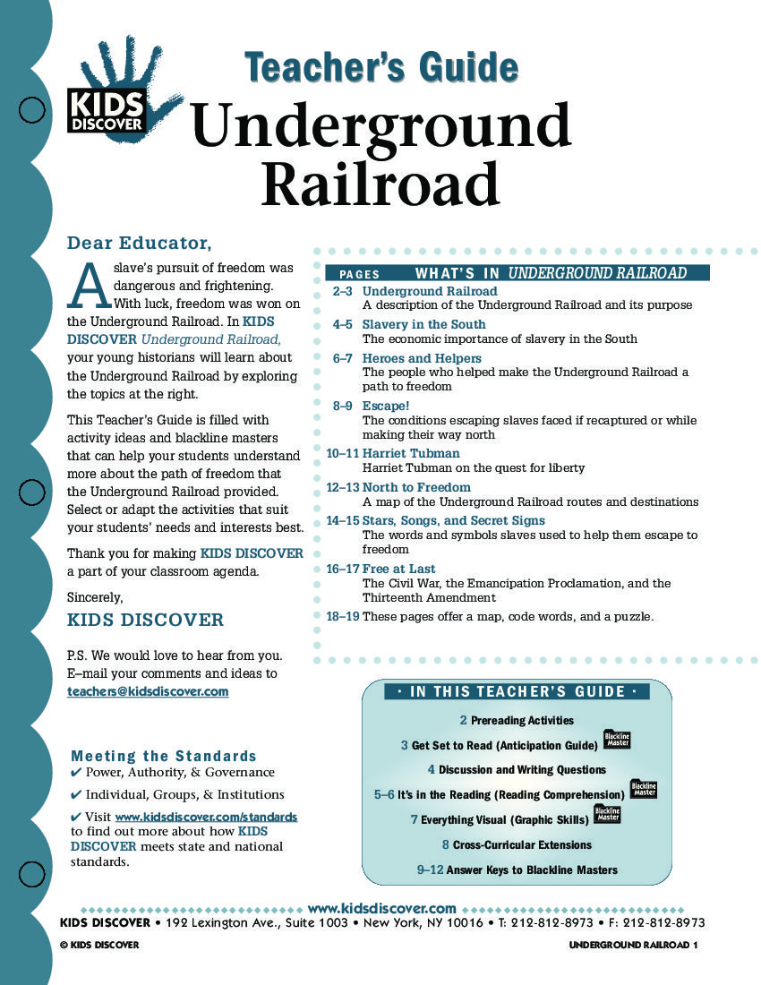 Underground Railroad | Free Lesson Plans, Kids Discover
