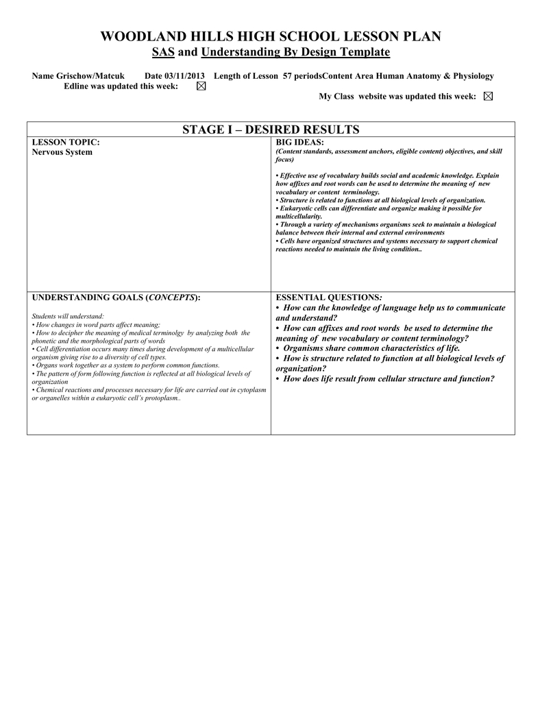 Understandingdesign Lesson Plans Biology - Dusmun