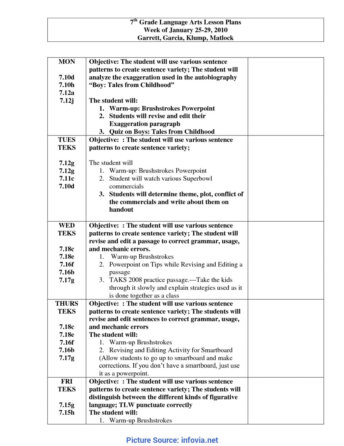 6th Grade English Lesson Plans Lesson Plans Learning