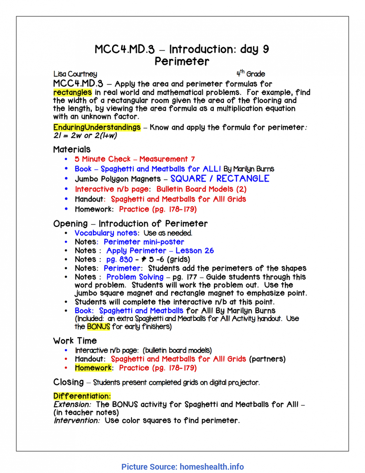 Useful 2Nd Grade Differentiated Lesson Plans Fourth Grade