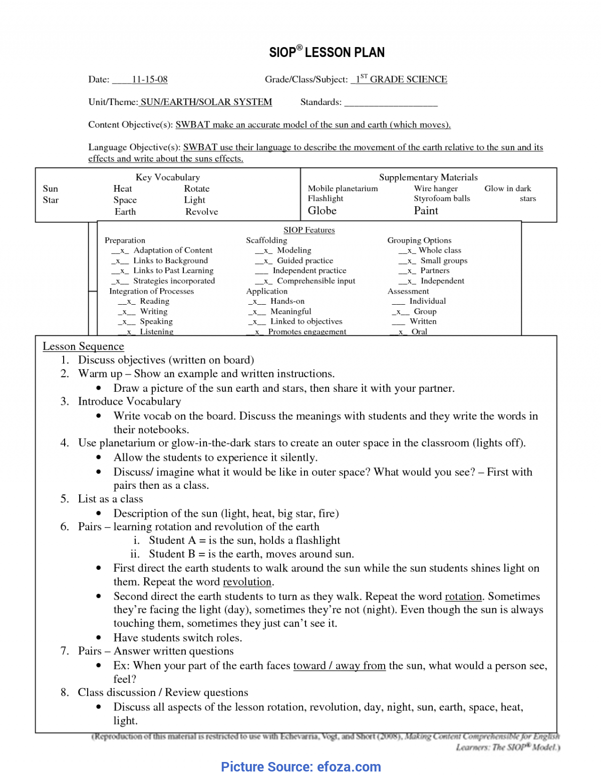 Useful Siop Lesson Plan Examples Math 10 Best Images Of