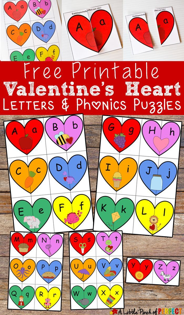 Valentine&amp;#039;s Heart Letters And Phonics Puzzles Free Printable