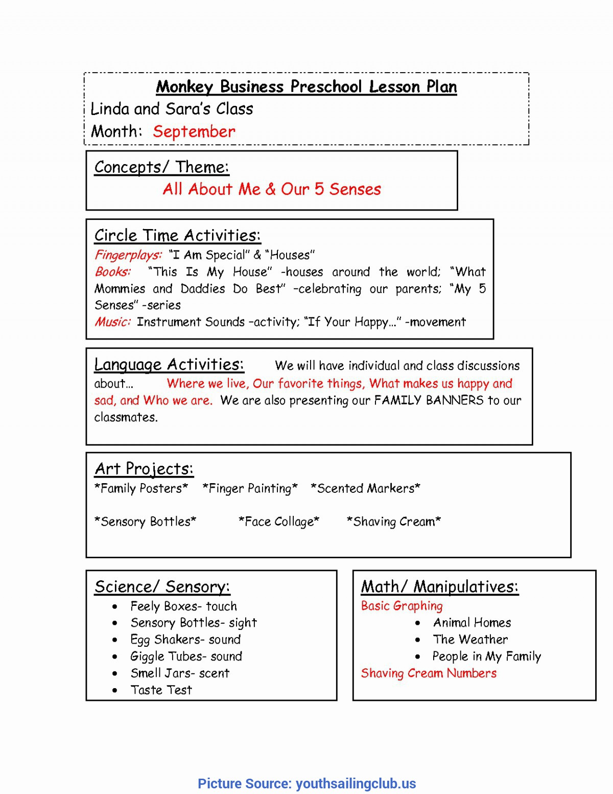 Valuable Preschool Lesson Plan Themesmonth 57 Elegant My