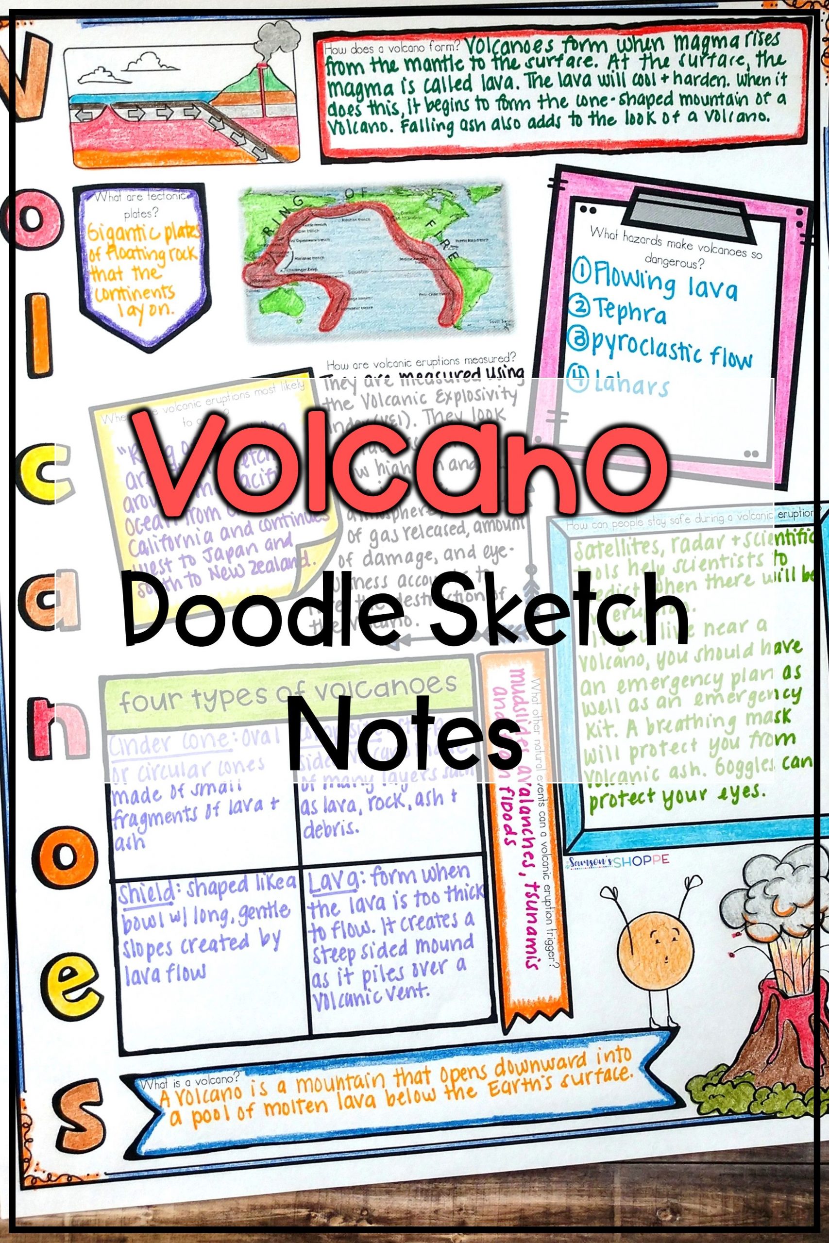 Volcano Natural Disasters Wild Weather Sketch Note Activity