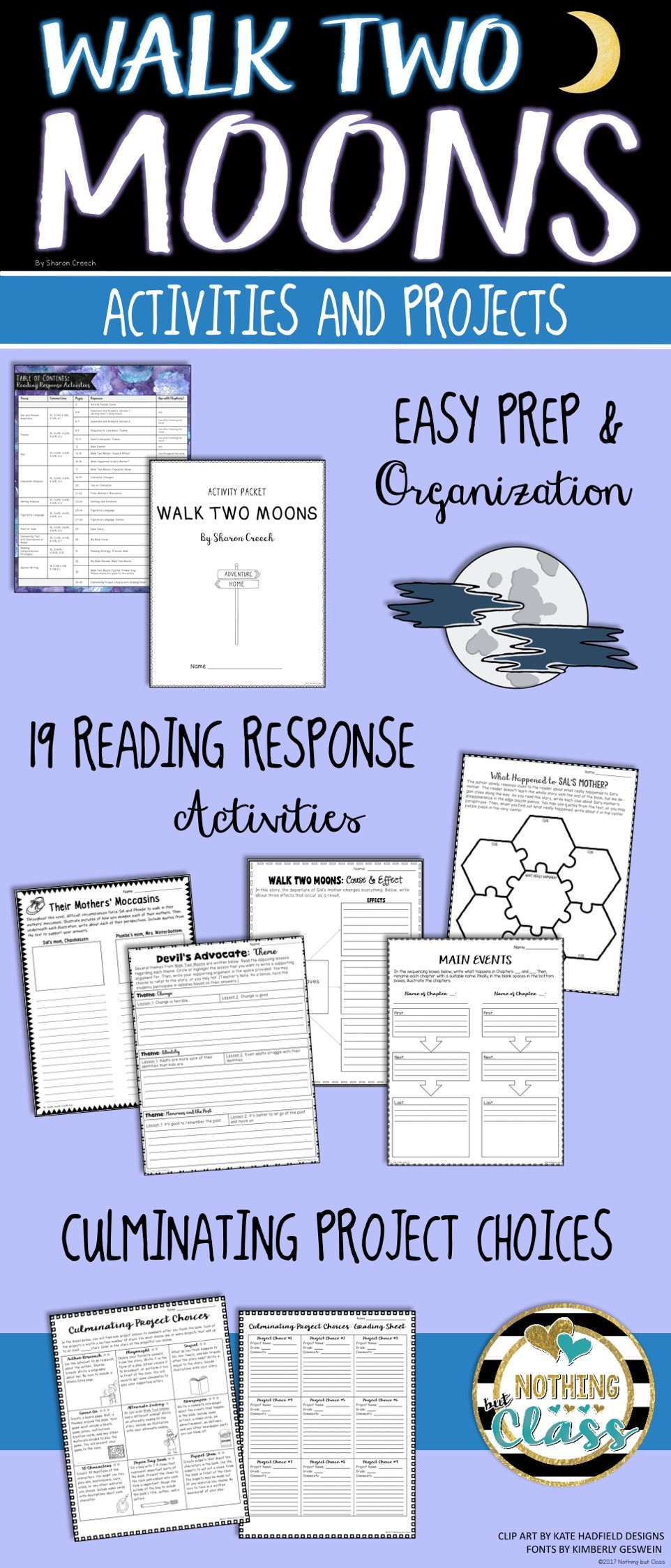 Walk Two Moons: Reading Response Activities And Projects