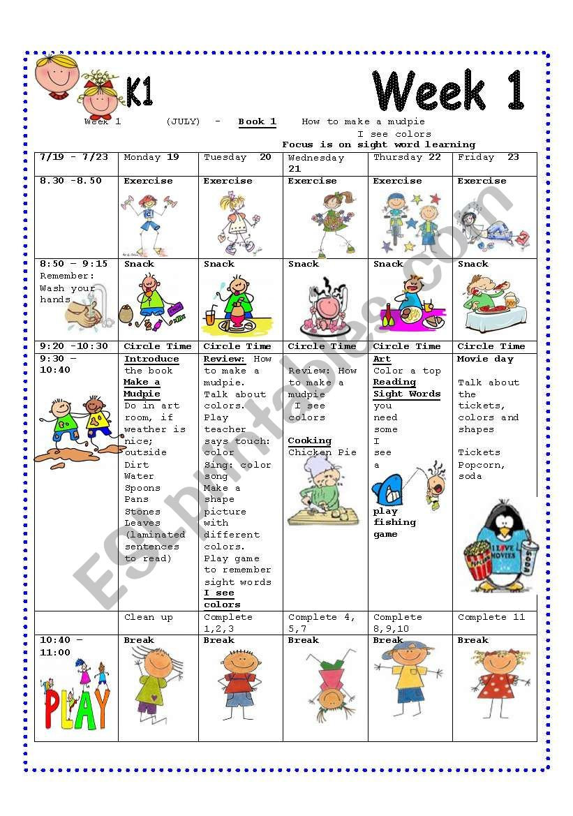 Week 1 - Lesson-Plan For Summer Camp - Esl Worksheetannyj