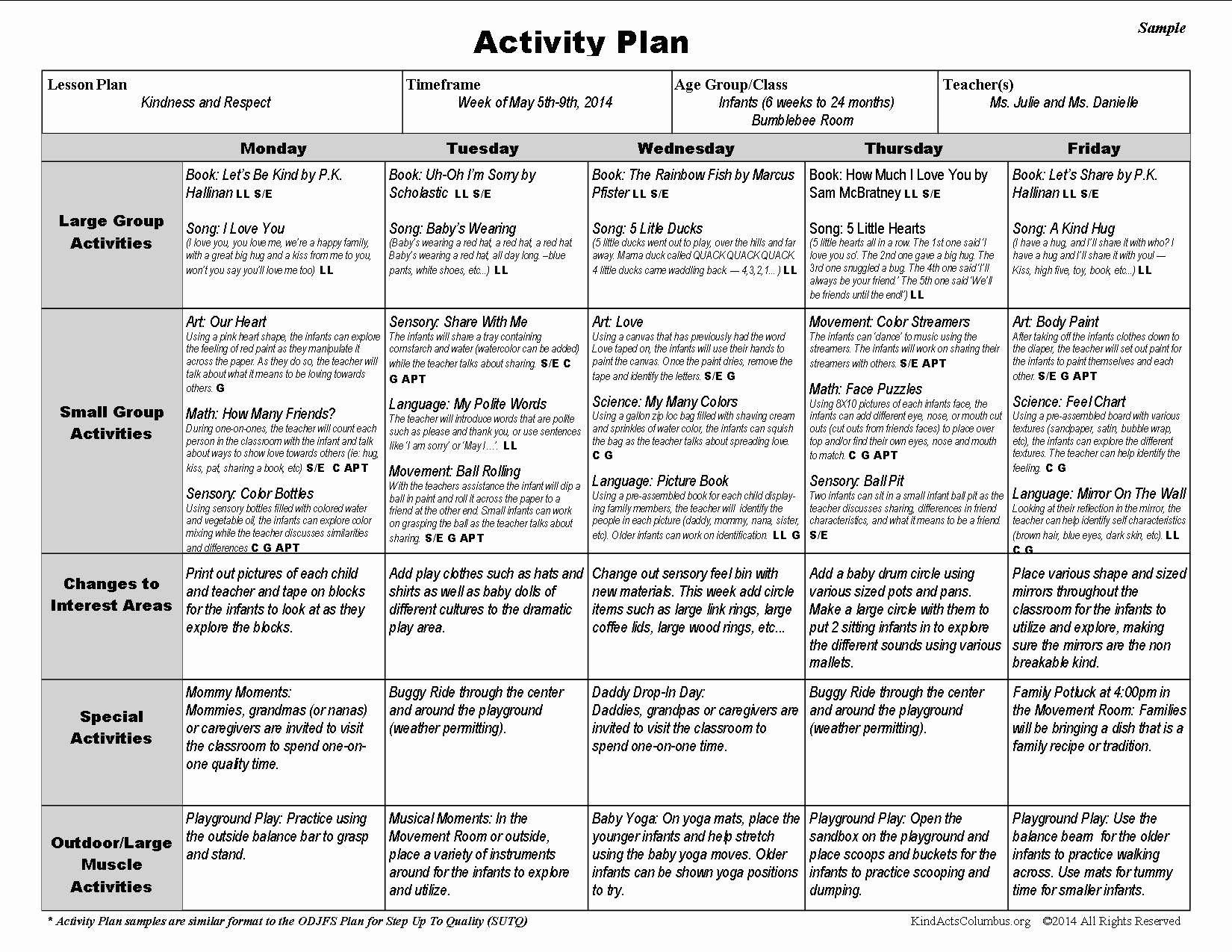 Lesson Plan Template For School Age