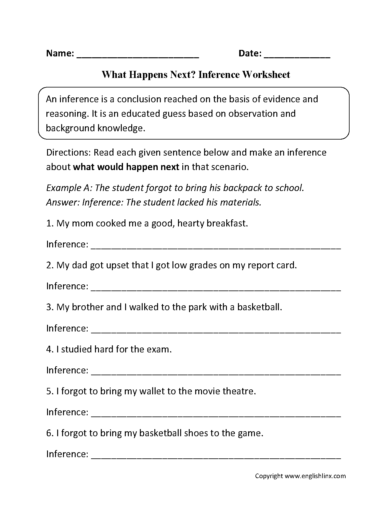 What Happens Next? Inference Worksheets | Inferring Lessons