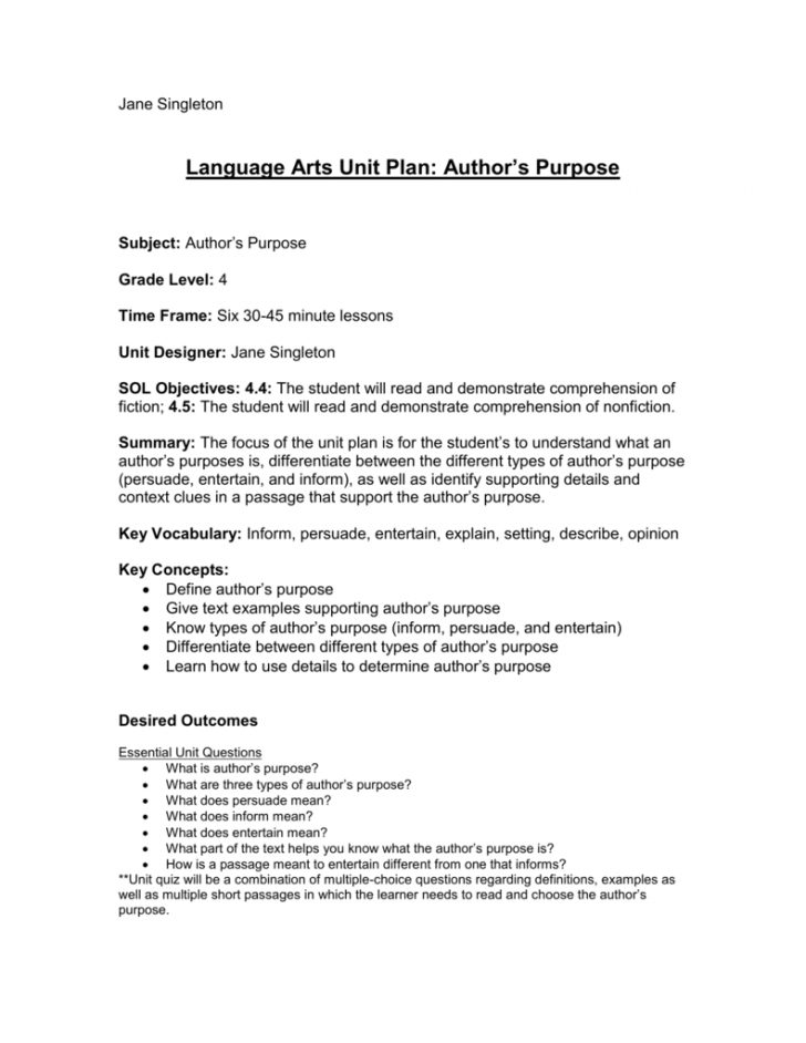 Author's Purpose Lesson Plan - Lesson Plans Learning