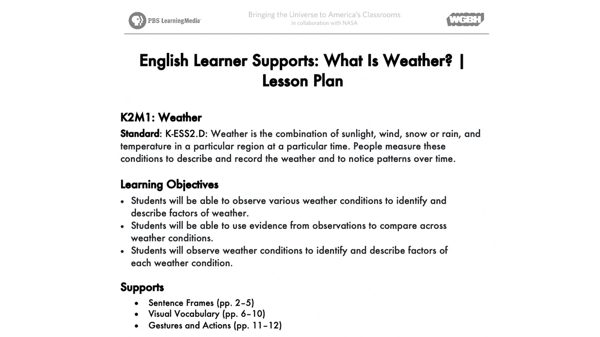 What Is Weather? | Lesson Plan | Pbs Learningmedia