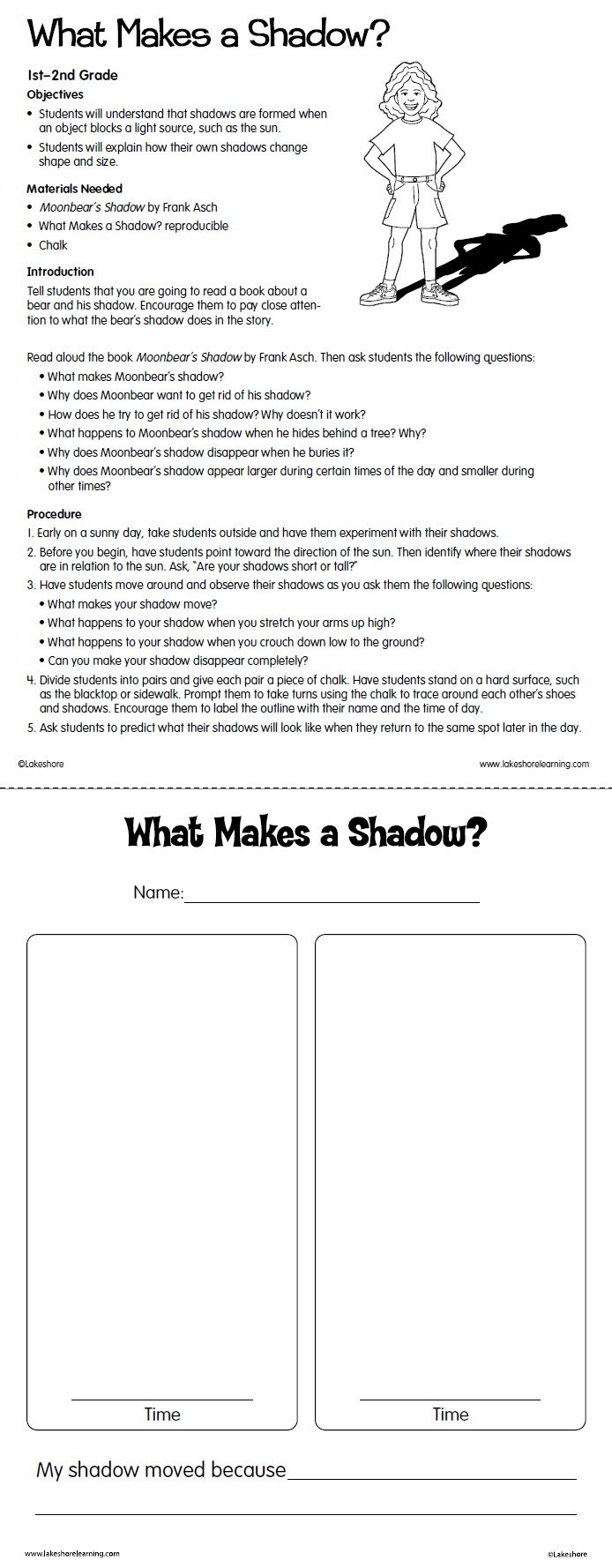 What Makes A Shadow? Lesson Plan From Lakeshore Learning
