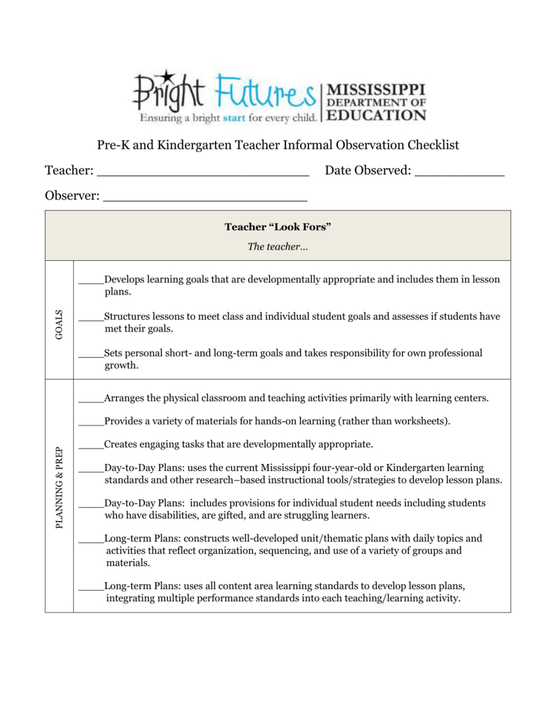 What To Look For When Observing A Kindergarten And Pre