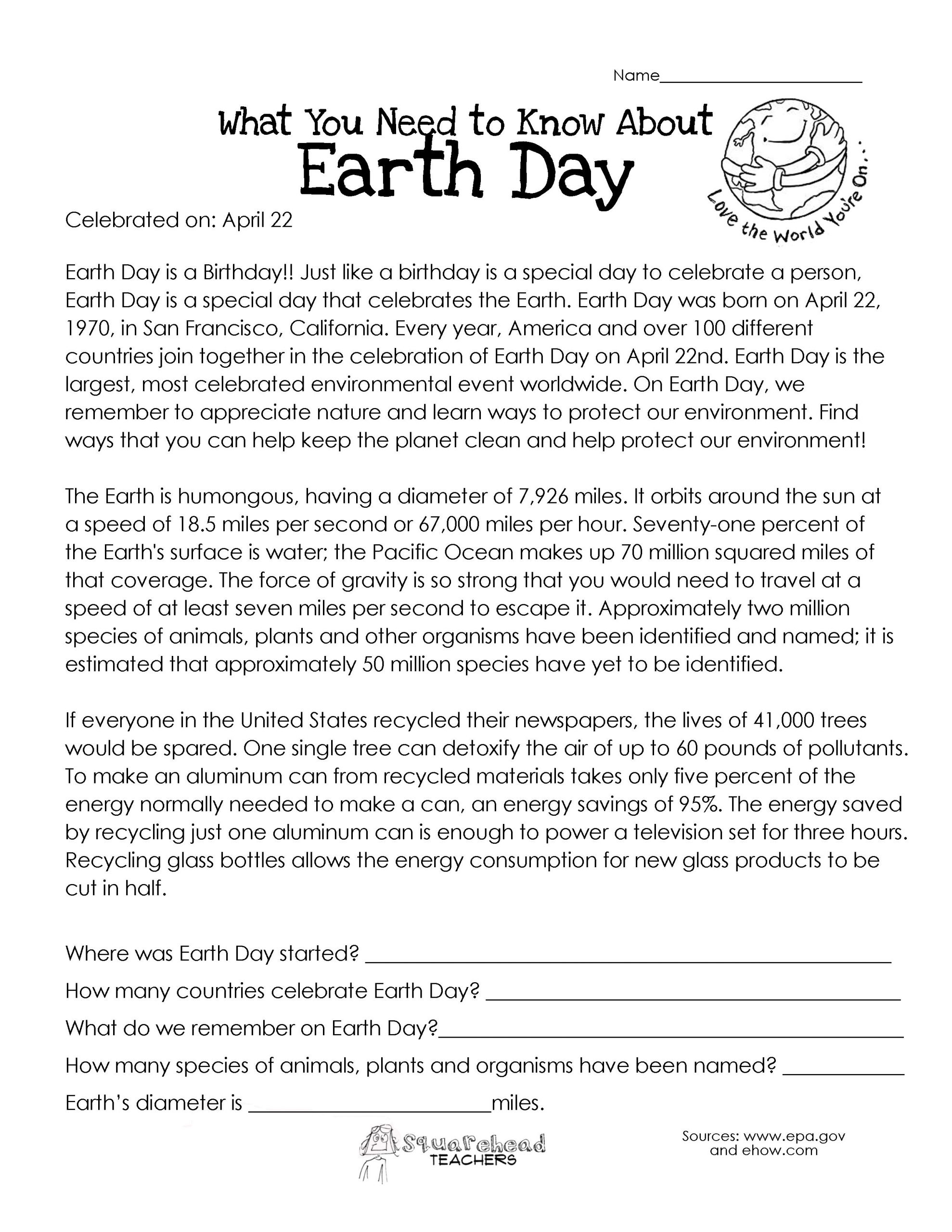 What You Need To Know About Earth Day | Earth Day Worksheets