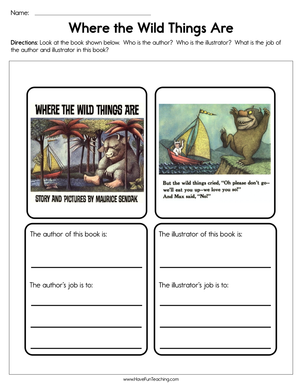 Where The Wild Things Are Worksheet