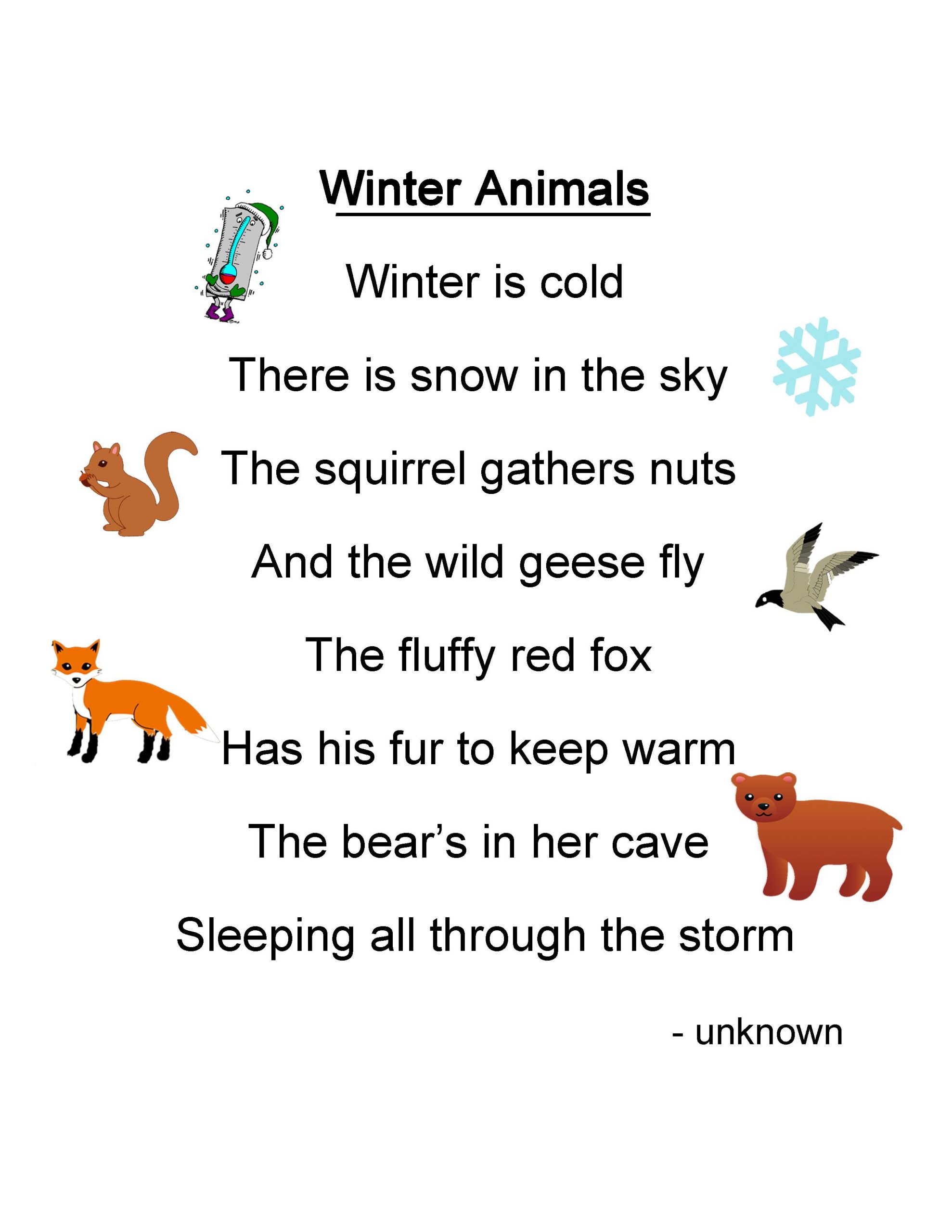 Winter Animals Lesson Plan - Play Learn Love | Kids Poems