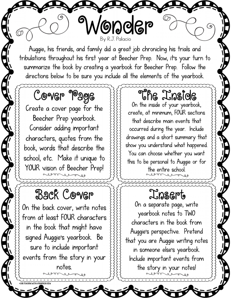 Wonder Book Report Project.pdf | Book Report Projects