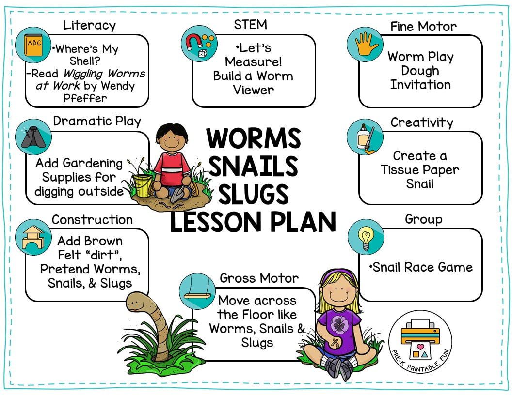 Worms Snails &amp;amp; Slugs Lesson Planning Ideas - Pre-K Printable Fun